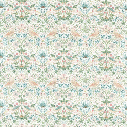 MORRIS & CO Strawberry Thief Fabric Leaves , Trees Cochineal,Willow   - MSIM226918