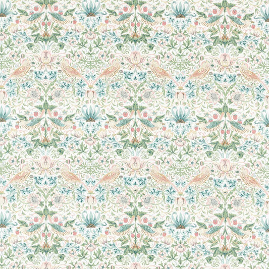 MORRIS & CO Strawberry Thief Fabric Leaves , Trees Cochineal,Willow   - MSIM226918