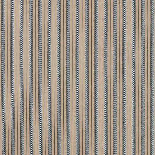 MORRIS & CO Elm Stripe Fabric Stripes Indigo,Flax   - MSTR237683