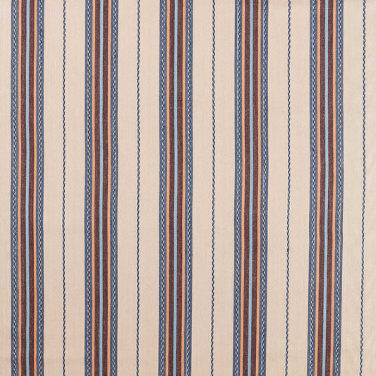 MORRIS & CO Lechlade Stripe Fabric Stripes Woad,Linen   - MSTR237688