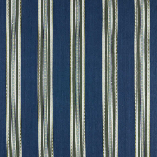 MORRIS & CO Pimlico Stripe Fabric Stripes Indigo,Forest   - MSTR237692