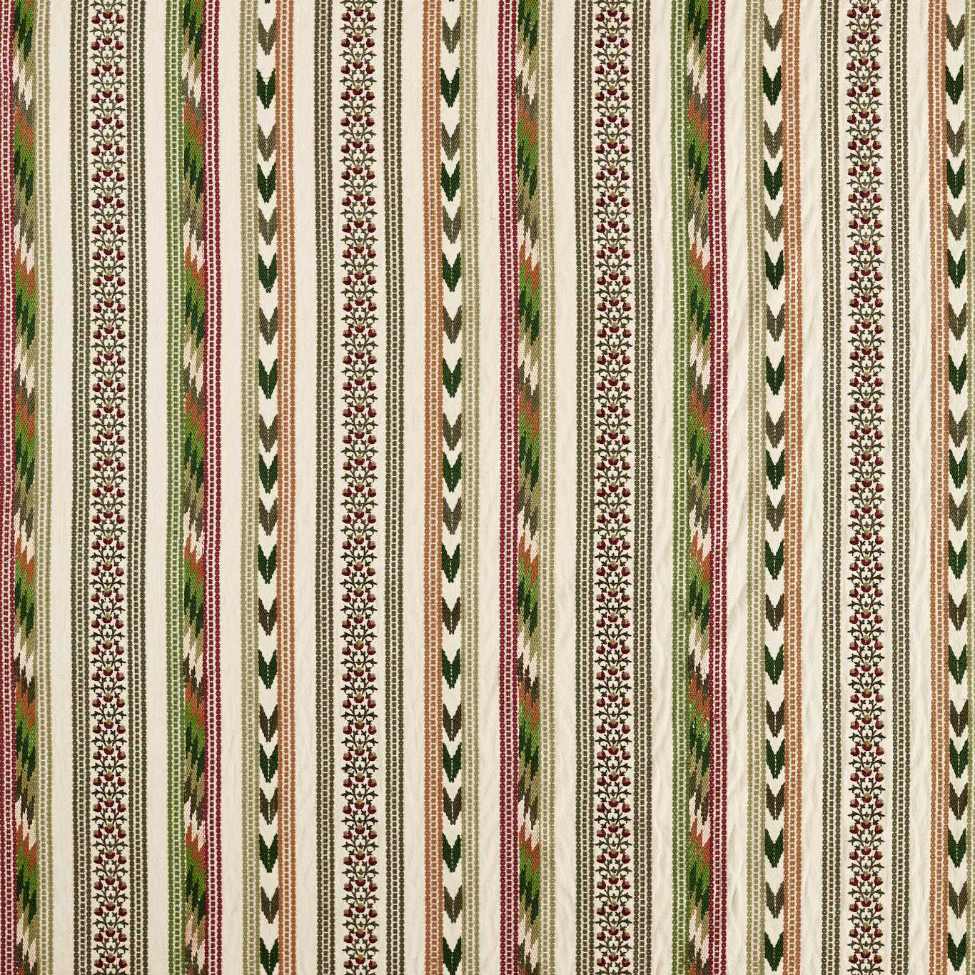 MORRIS & CO Bloomsbury Stripe Fabric Stripes Forest,Madder   - MSTR237703