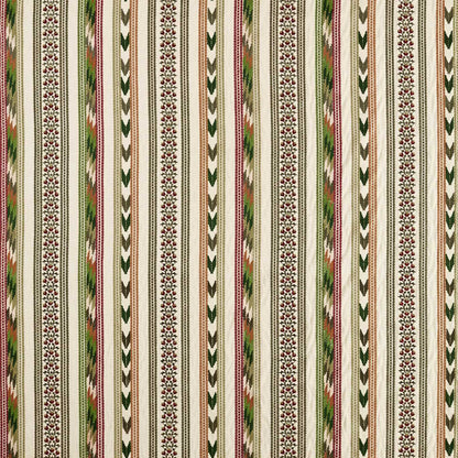 MORRIS & CO Bloomsbury Stripe Fabric Stripes Forest,Madder   - MSTR237703