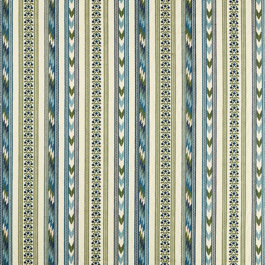 MORRIS & CO Bloomsbury Stripe Fabric Stripes Woad,Thyme   - MSTR237704