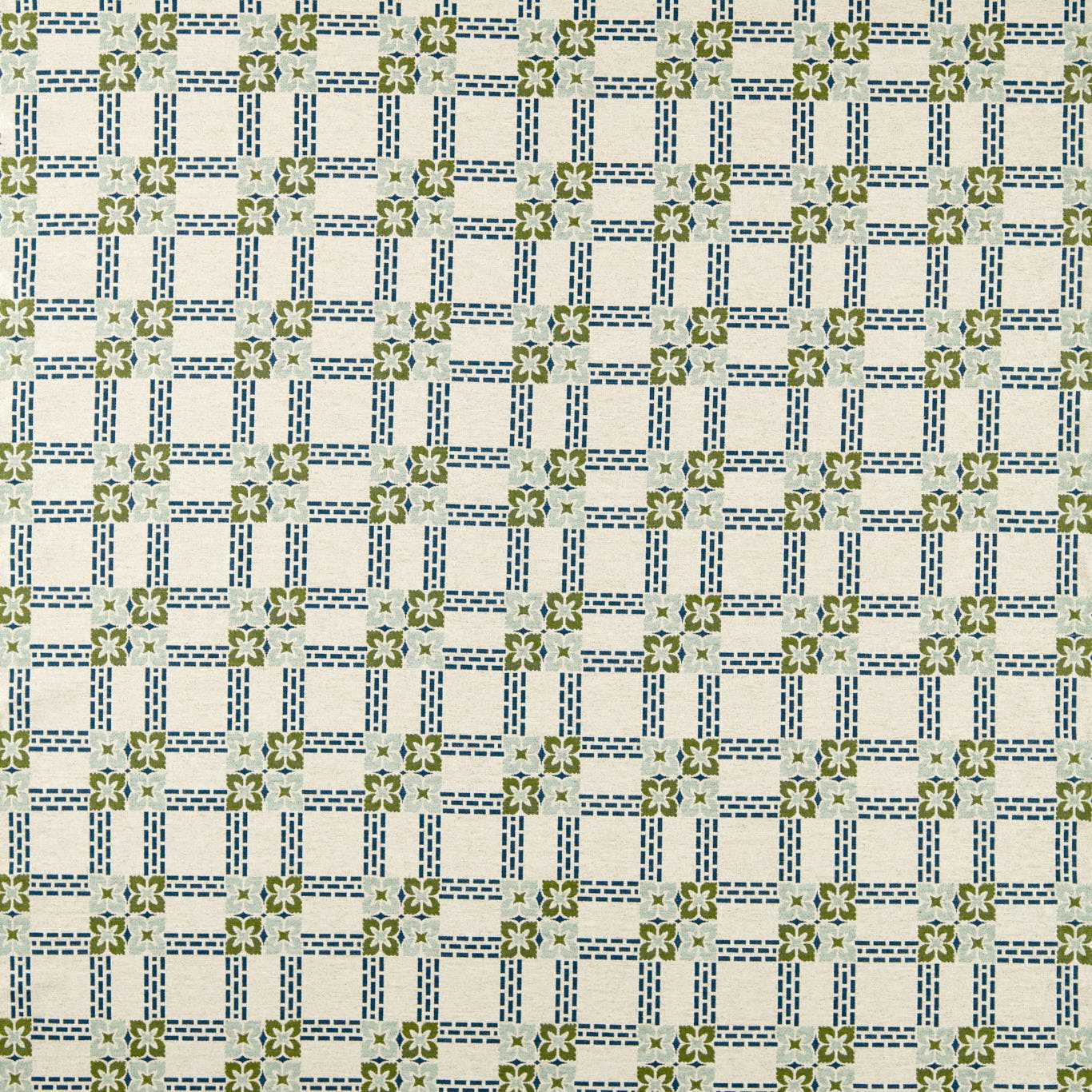 MORRIS & CO Wisley Weave Fabric Checks Indigo,Artichoke   - MSTR237705