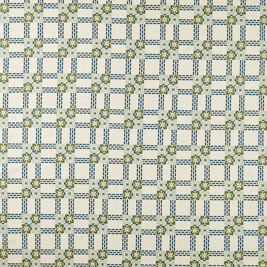 MORRIS & CO Wisley Weave Fabric Checks Indigo,Artichoke   - MSTR237705