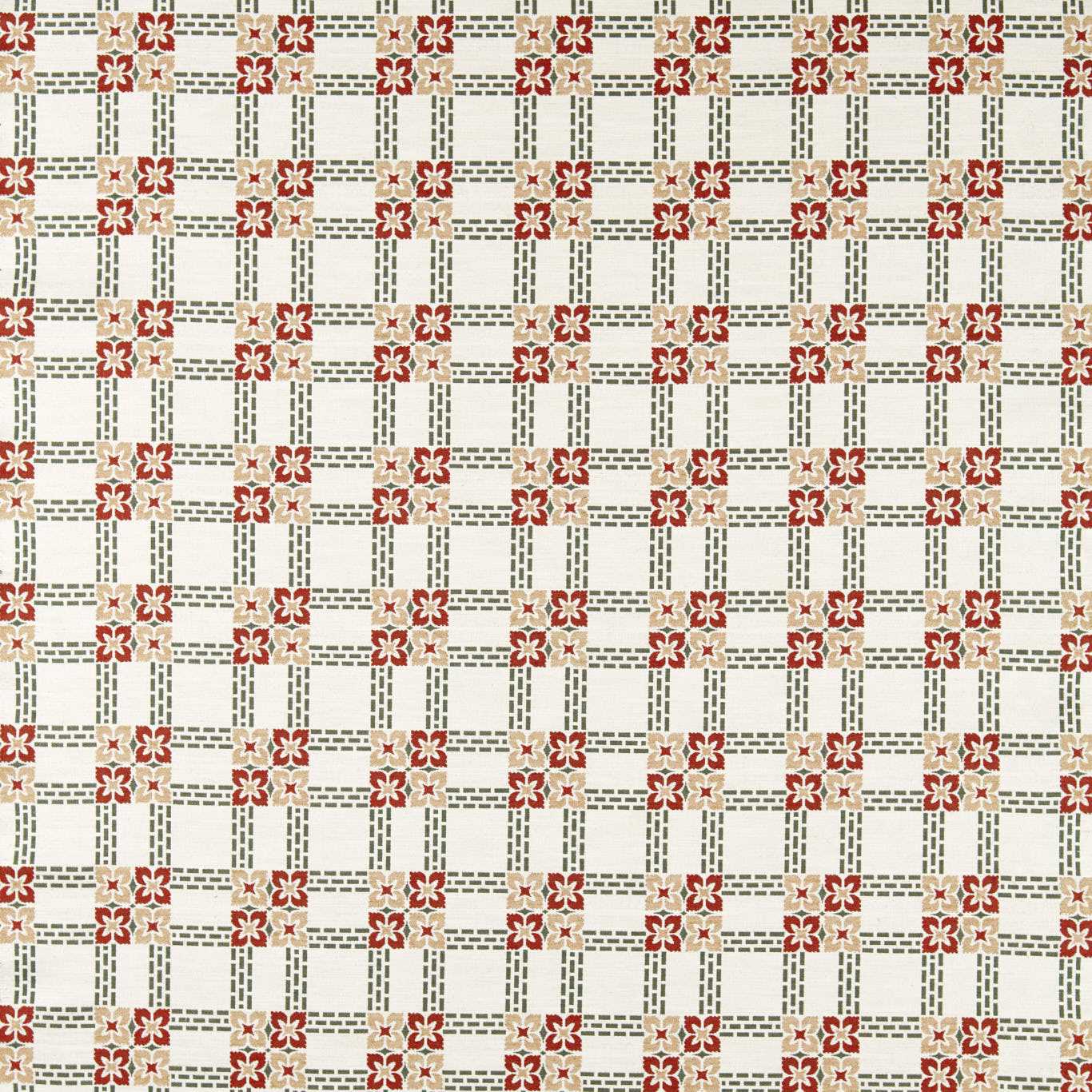 MORRIS & CO Wisley Weave Fabric Checks Russet,Thyme   - MSTR237706