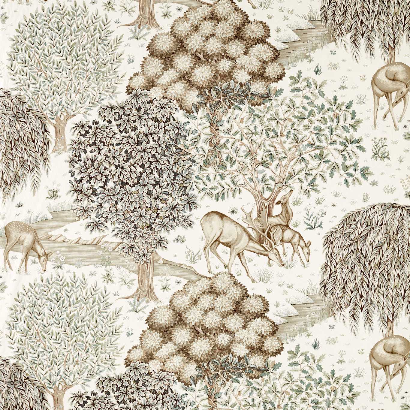 MORRIS & CO The Brook WW Fabric Landscapes Sage,Linen   - MSWW227273