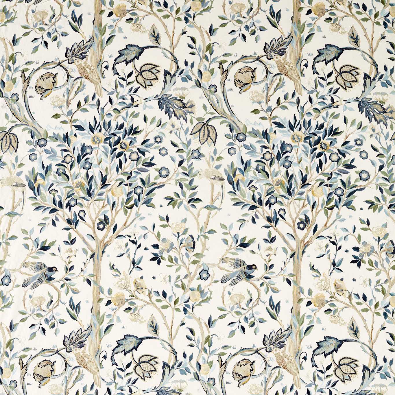 MORRIS & CO Melsetter WW Fabric Birds Indigo,Sage   - MSWW227275