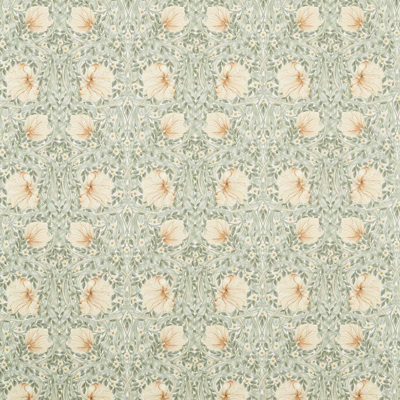 MORRIS & CO Pimpernel WW Fabric Classic Floral Sage,Caramel   - MSWW227283