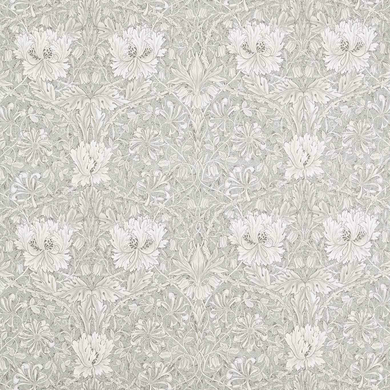 MORRIS & CO Pure Honeysuckle & Tulip WW Fabric Classic Floral Soft Mint,Grey   - MSWW227289
