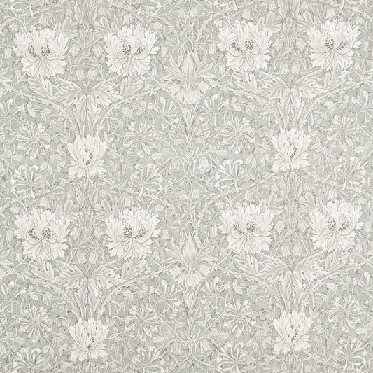 MORRIS & CO Pure Honeysuckle & Tulip WW Fabric Classic Floral Soft Mint,Grey   - MSWW227289