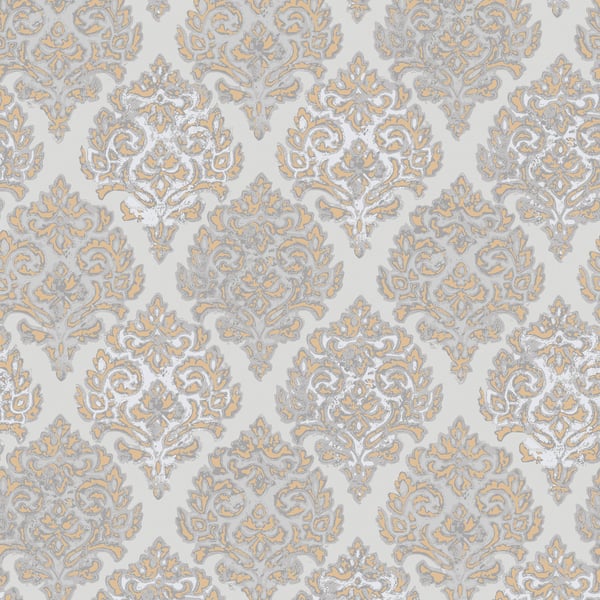 Galerie Wallcoverings Lustre Modern Damask Galerie Wallcoverings  Rose Gold   - MT2035
