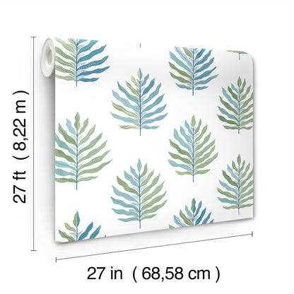 York Wallcoverings Montecito Miramar Lush Wallpaper Coastal Botanical Blues   - MT5602