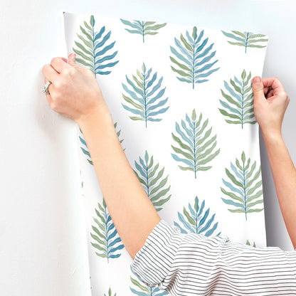 York Wallcoverings Montecito Miramar Lush Wallpaper Coastal Botanical Blues   - MT5602