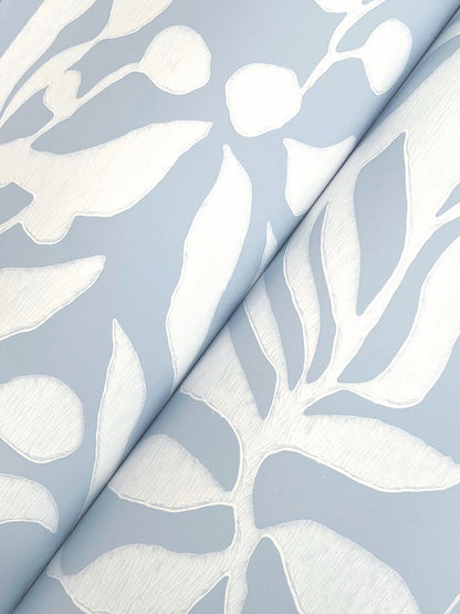 York Wallcoverings Montecito Olive Mill Sky Blue Wallpaper Coastal Botanical Blues   - MT5612