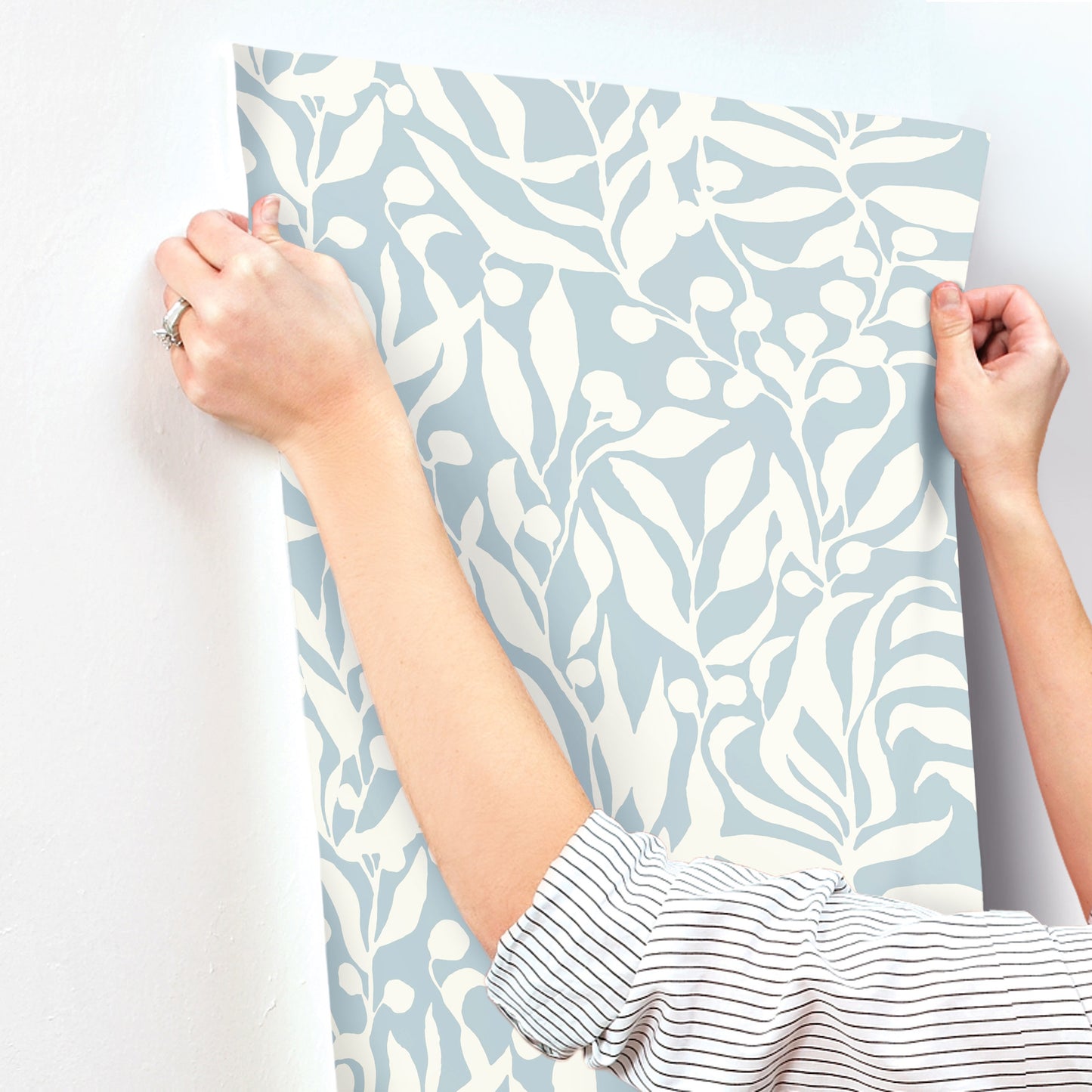 York Wallcoverings Montecito Olive Mill Sky Blue Wallpaper Coastal Botanical Blues   - MT5612