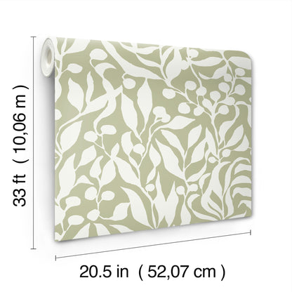 York Wallcoverings Montecito Olive Mill Palm Wallpaper Coastal Botanical Greens   - MT5614