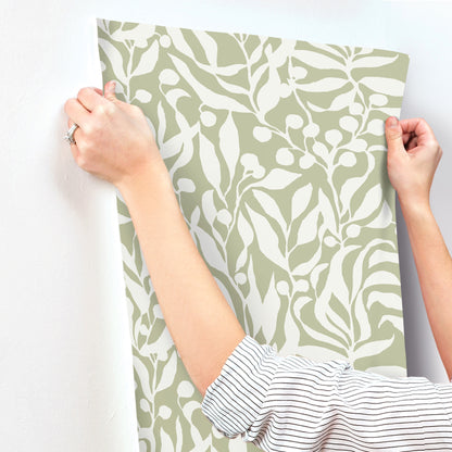 York Wallcoverings Montecito Olive Mill Palm Wallpaper Coastal Botanical Greens   - MT5614