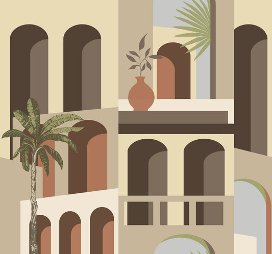 York Wallcoverings Montecito Monte Vista Sunstone Wallpaper Bohemian Novelty Browns   - MT5617