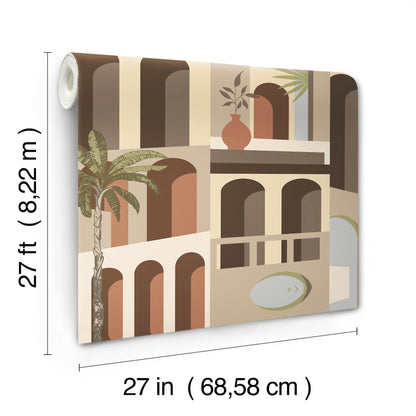 York Wallcoverings Montecito Monte Vista Sunstone Wallpaper Bohemian Novelty Browns   - MT5617