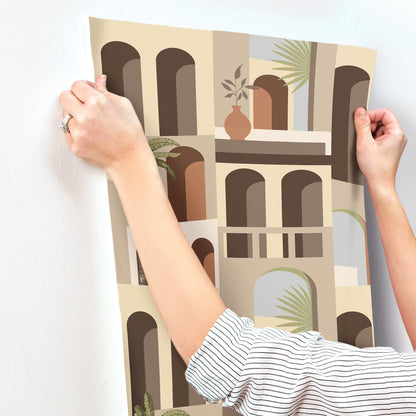 York Wallcoverings Montecito Monte Vista Sunstone Wallpaper Bohemian Novelty Browns   - MT5617