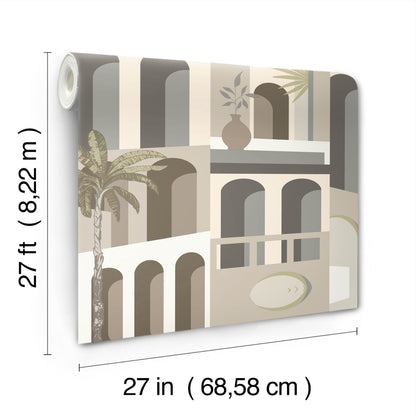 York Wallcoverings Montecito Monte Vista Sand and Fog Wallpaper Bohemian Novelty Beiges   - MT5618