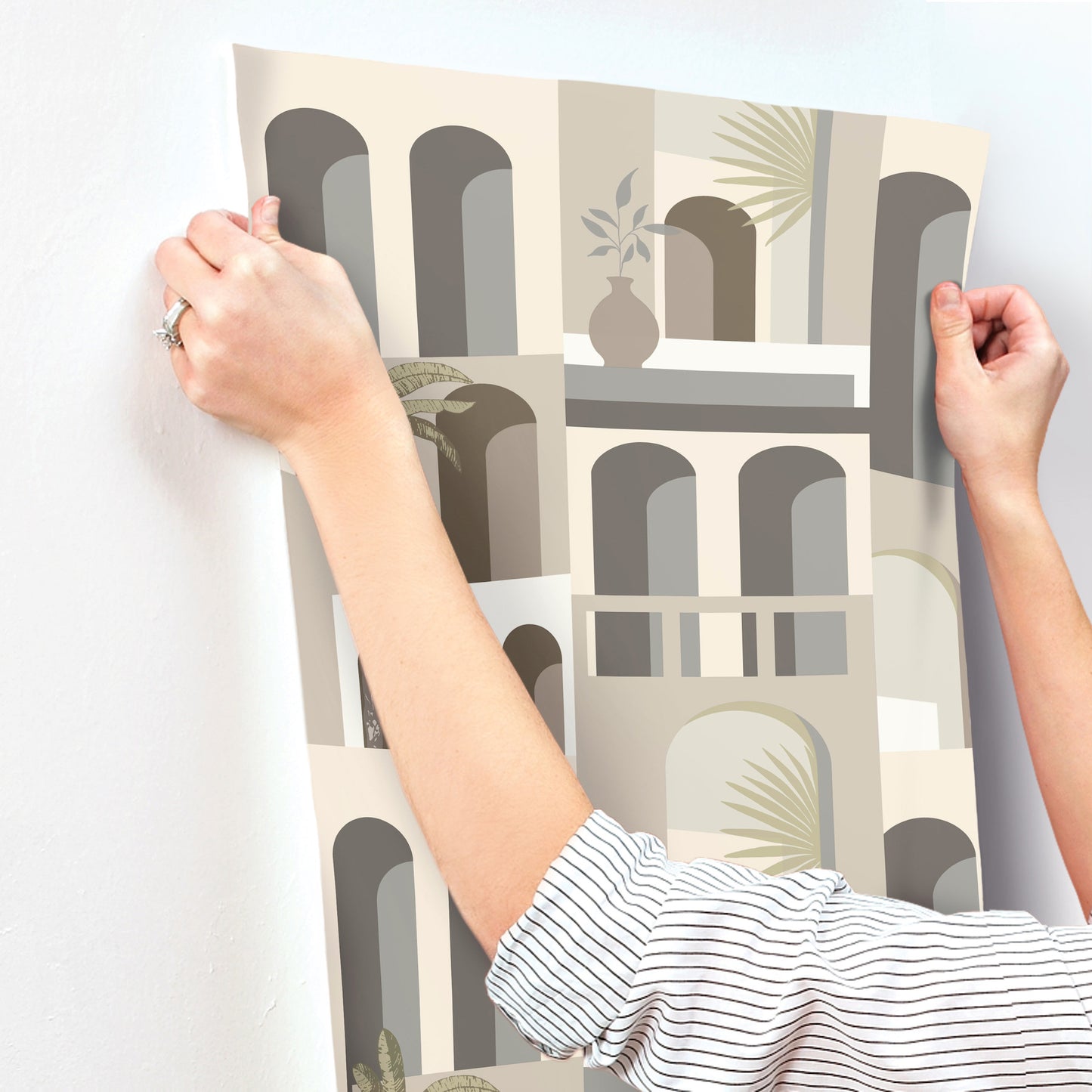 York Wallcoverings Montecito Monte Vista Sand and Fog Wallpaper Bohemian Novelty Beiges   - MT5618