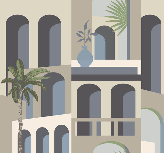 York Wallcoverings Montecito Monte Vista Seaside Wallpaper Bohemian Novelty Beiges   - MT5619