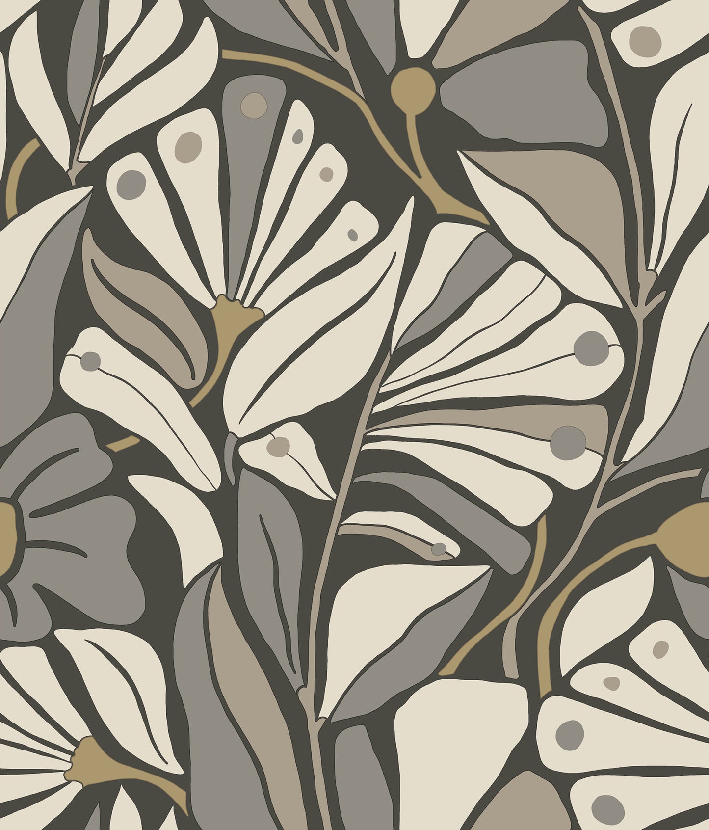 York Wallcoverings Montecito Cabana Club Onyx Wallpaper Coastal Botanical Greys   - MT5626