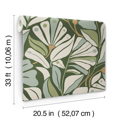 York Wallcoverings Montecito Cabana Club Lush Wallpaper Coastal Botanical Greens   - MT5627