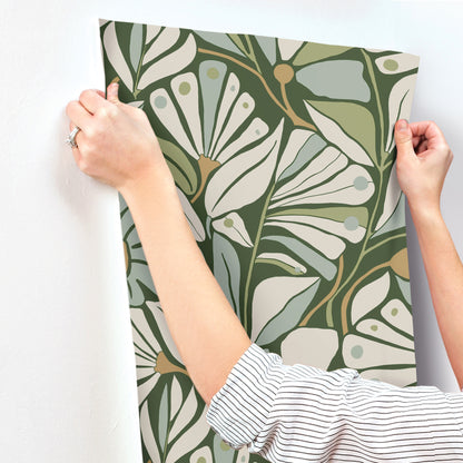 York Wallcoverings Montecito Cabana Club Lush Wallpaper Coastal Botanical Greens   - MT5627