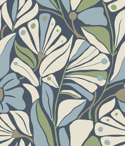 York Wallcoverings Montecito Cabana Club Sea Wallpaper Coastal Botanical Blues   - MT5628