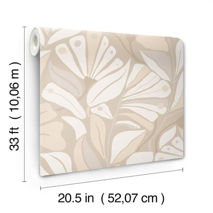 York Wallcoverings Montecito Cabana Club Fog Wallpaper Coastal Botanical Beiges   - MT5629