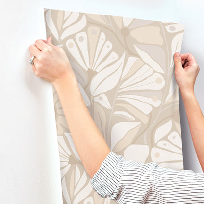 York Wallcoverings Montecito Cabana Club Fog Wallpaper Coastal Botanical Beiges   - MT5629