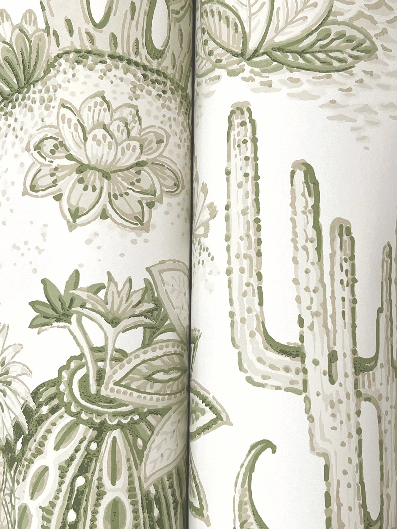York Wallcoverings Montecito Lotus Land Cacti Palm Wallpaper Eclectic Novelty Greens   - MT5631