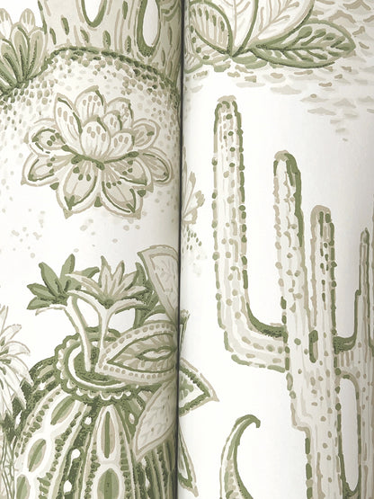 York Wallcoverings Montecito Lotus Land Cacti Palm Wallpaper Eclectic Novelty Greens   - MT5631