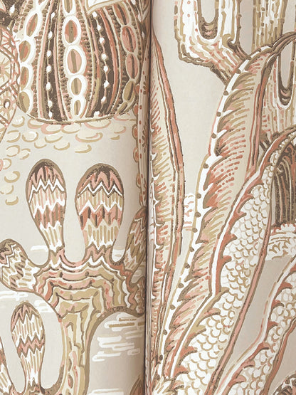 York Wallcoverings Montecito Lotus Land Cacti Baked Clay Wallpaper Eclectic Novelty Reds   - MT5632