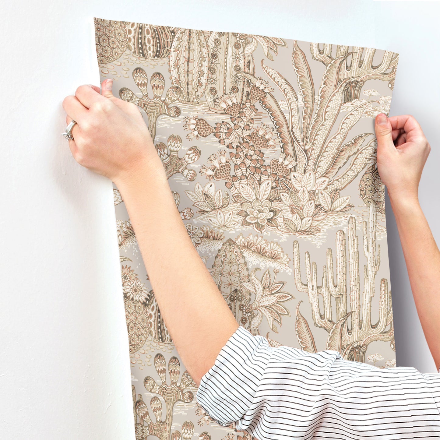 York Wallcoverings Montecito Lotus Land Cacti Baked Clay Wallpaper Eclectic Novelty Reds   - MT5632