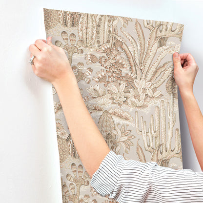 York Wallcoverings Montecito Lotus Land Cacti Baked Clay Wallpaper Eclectic Novelty Reds   - MT5632