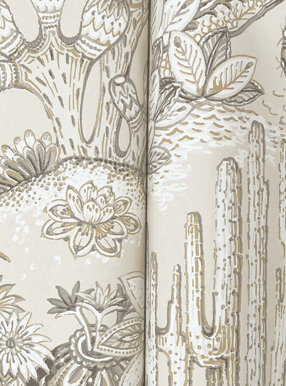 York Wallcoverings Montecito Lotus Land Cacti Dune Wallpaper Eclectic Novelty Beiges   - MT5633