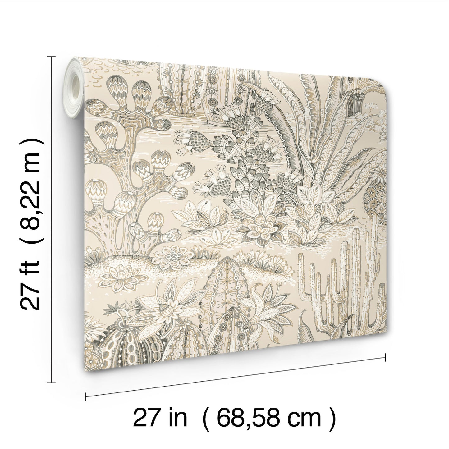 York Wallcoverings Montecito Lotus Land Cacti Dune Wallpaper Eclectic Novelty Beiges   - MT5633