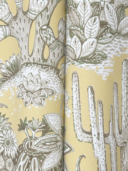 York Wallcoverings Montecito Lotus Land Cacti Sunshine Wallpaper Eclectic Novelty Yellows   - MT5635