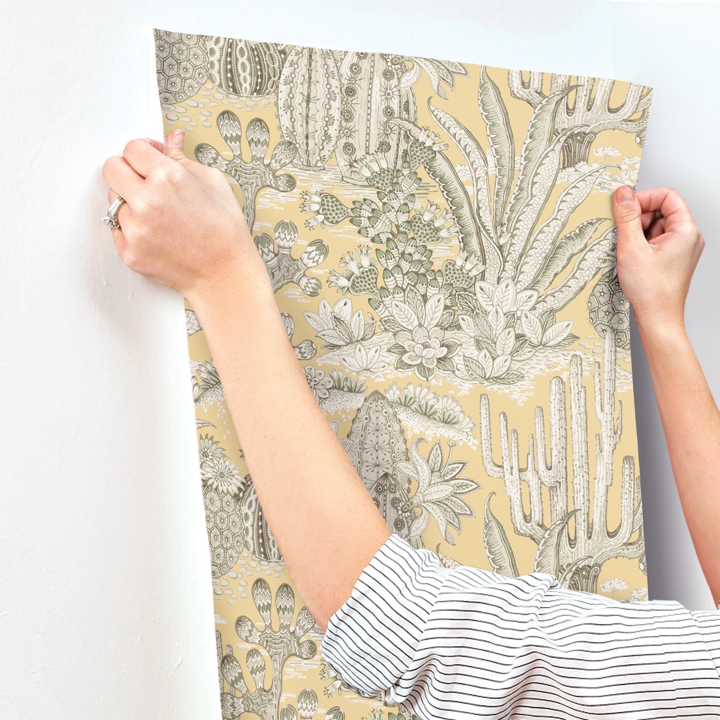 York Wallcoverings Montecito Lotus Land Cacti Sunshine Wallpaper Eclectic Novelty Yellows   - MT5635