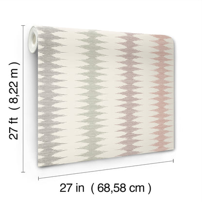 York Wallcoverings Montecito Woven Desert Rose Wallpaper Modern Stripes Reds   - MT5644