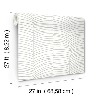 York Wallcoverings Montecito Cascade Palm Chevron Fog Wallpaper Coastal Chevron Greys   - MT5671