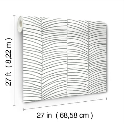 York Wallcoverings Montecito Cascade Palm Chevron Onyx Wallpaper Coastal Chevron Blacks   - MT5673