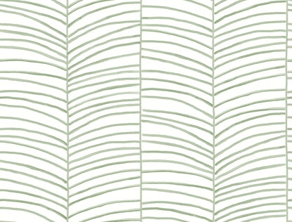 York Wallcoverings Mural Resource Library Cascade Palm Chevron Palm Wallpaper Coastal Chevron Greens   - MT5674