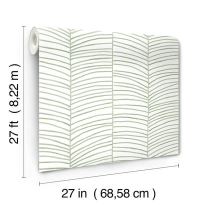 York Wallcoverings Mural Resource Library Cascade Palm Chevron Palm Wallpaper Coastal Chevron Greens   - MT5674