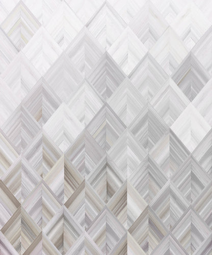 Diamond parquet grey wall mural with a pale grey and cream palette and subtle grain texture.
